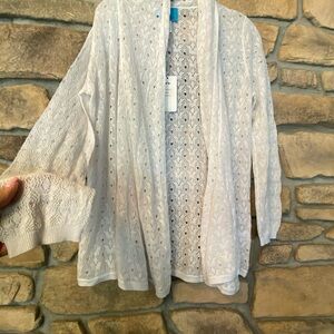 Islefield Women’s White Lightweight Cotton Cardigan New Outerwear size medium